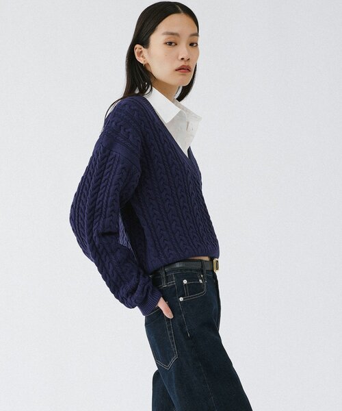 UNFORM(アンフォーム)の「【2026AW Debut】【UNFORM】ケーブルショートニット(ニット/セーター・レディース・チャコールグレー/ネイビー・FREE)」の18枚目の写真