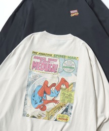 DC Comics（ディーシーコミックス）の「MARVEL/マーベル DC/ディーシー アメコミ オーバーサイズ ピグメント風 ヴィンテージ加工 ロゴ ワンポイント 袖/フロント/バックプリント ロングスリーブTシャツ/ロンT/レディース メンズ（Tシャツ/カットソー）」