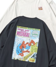 DC Comics（ディーシーコミックス）の「MARVEL/マーベル DC/ディーシー アメコミ オーバーサイズ ピグメント風 ヴィンテージ加工 ロゴ ワンポイント 袖/フロント/バックプリント ロングスリーブTシャツ/ロンT/レディース メンズ（Tシャツ/カットソー）」