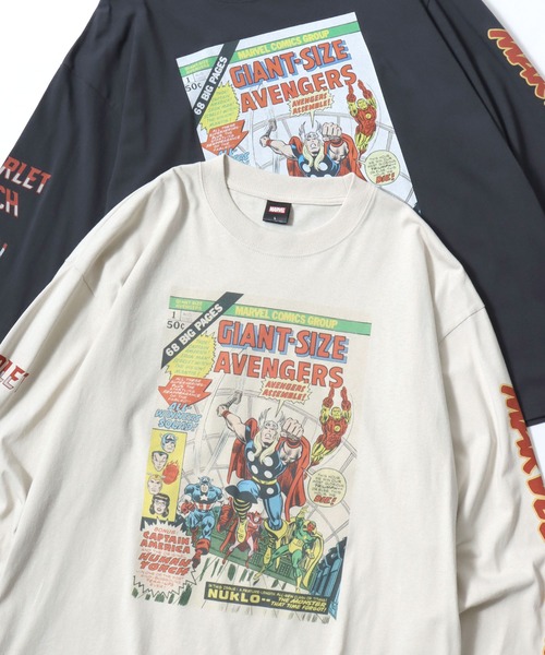 MARVEL(マーベル)の「MARVEL/マーベル DC/ディーシー アメコミ オーバーサイズ ピグメント風 ヴィンテージ加工 ロゴ ワンポイント 袖/フロント/バックプリント 長袖Tシャツ/ロンT/レディース メンズ(Tシャツ/カットソー・レディース・ホワイト系その他3/ホワイト系その他2/ブラック系その他2/ブラック系その他4/ホワイト系その他/ホワイト系その他4/ブラック系その他3/ブラック系その他・M/L/LL)」の4枚目の写真