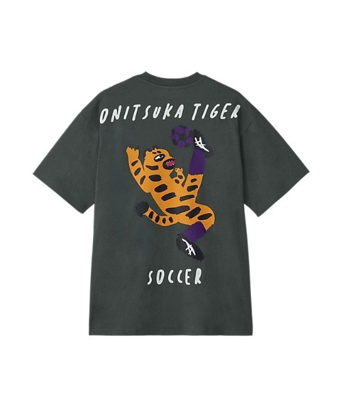 Onitsuka Tiger(オニツカタイガー)の「OVERSIZED GRAPHIC TEE / オーバーサイズグラフィックティー(Tシャツ/カットソー・レディース・チャコール・L/M/S/XL/XS)」の1枚目の写真