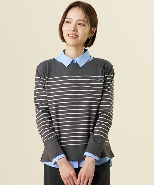 J.PRESS(ジェイプレス)の「バスクボーダー カットソー(Tシャツ/カットソー・レディース・ベージュ系1/グレー系1/ピーコックグリーン系1・LARGE/MEDIUM)」の1枚目の写真