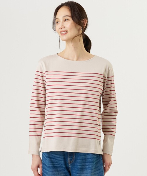 J.PRESS(ジェイプレス)の「バスクボーダー カットソー(Tシャツ/カットソー・レディース・ベージュ系1/グレー系1/ピーコックグリーン系1・LARGE/MEDIUM)」の2枚目の写真