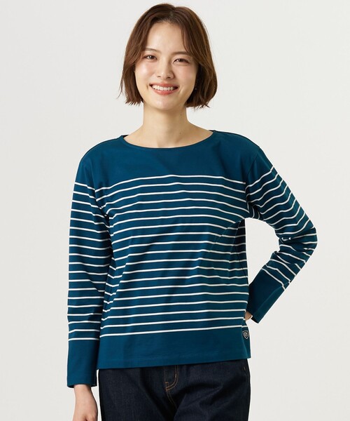 J.PRESS(ジェイプレス)の「バスクボーダー カットソー(Tシャツ/カットソー・レディース・ベージュ系1/グレー系1/ピーコックグリーン系1・LARGE/MEDIUM)」の3枚目の写真