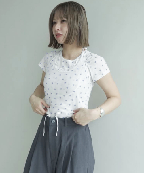 MILLER（ミラー）の「miller/ミラー SLOBE別注 ホルターネック×Tシャツセット（Tシャツ/カットソー・レディース・ブルー系その他/ホワイト・FREE）」の3枚目の写真