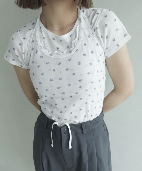 MILLER（ミラー）の「miller/ミラー SLOBE別注 ホルターネック×Tシャツセット（Tシャツ/カットソー・レディース・ブルー系その他/ホワイト・FREE）」の4枚目の写真