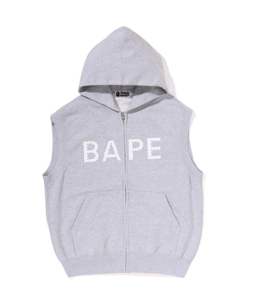 HEAVY WASHED RHINESTONE SLEEVELESS RELAXED FIT ZIP HOODIE