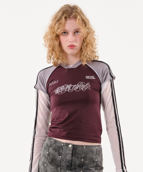 FOR THE WEATHER(フォーザウェザー)の「ダブルストライプメッシュTシャツ(ホワイト)(Tシャツ/カットソー・レディース・その他・FREE)」の1枚目の写真