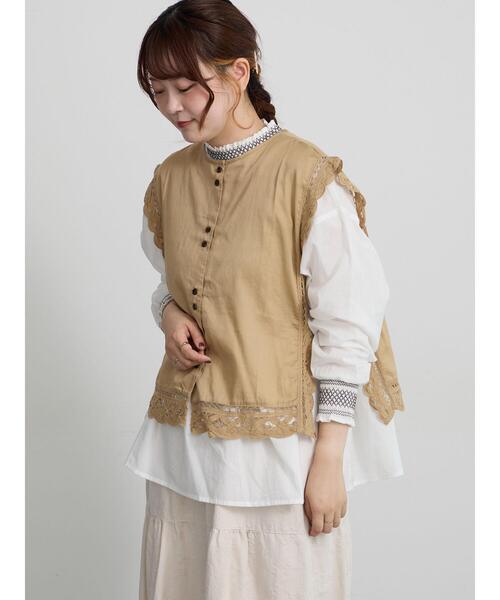TSUHARU by Samansa Mos2(ツハルバイサマンサモスモス)の「【tukuroi】コットンサテンバテンレースベスト(ベスト・レディース・チャコールグレー/ベージュ/グレー・F)」の19枚目の写真