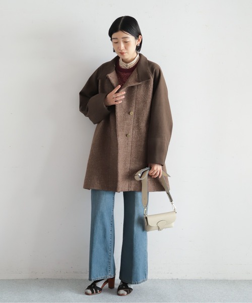 NOMBRE IMPAIR(ノンブルアンペール)の「【予約】ウールリネンツイードコンビ スタンドコート(その他アウター・レディース・ブラウン/グレー・FREE)」の22枚目の写真