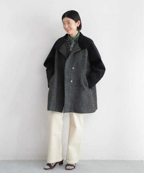 NOMBRE IMPAIR(ノンブルアンペール)の「【予約】ウールリネンツイードコンビ スタンドコート(その他アウター・レディース・ブラウン/グレー・FREE)」の14枚目の写真