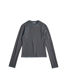カラードステッチラインロングスリーブTシャツ(チャコール)