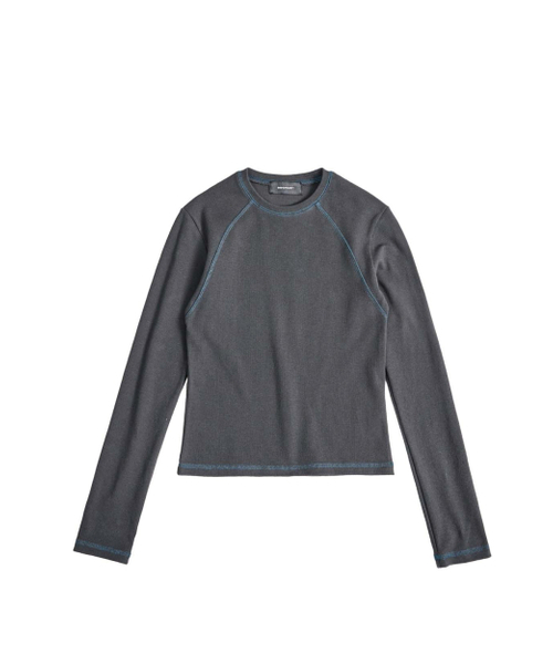 999HUMANITY(999ヒューマニティ)の「カラードステッチラインロングスリーブTシャツ(チャコール)(Tシャツ/カットソー・レディース・その他・OS)」の1枚目の写真