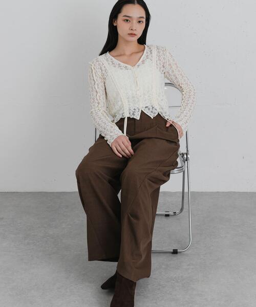 SENSE OF PLACE by URBAN RESEARCH(センスオブプレイスバイアーバンリサーチ)の「サイドタックカーブパンツ(その他パンツ・レディース・チャコールグレー/ブラウン・MEDIUM/SMALL)」の6枚目の写真