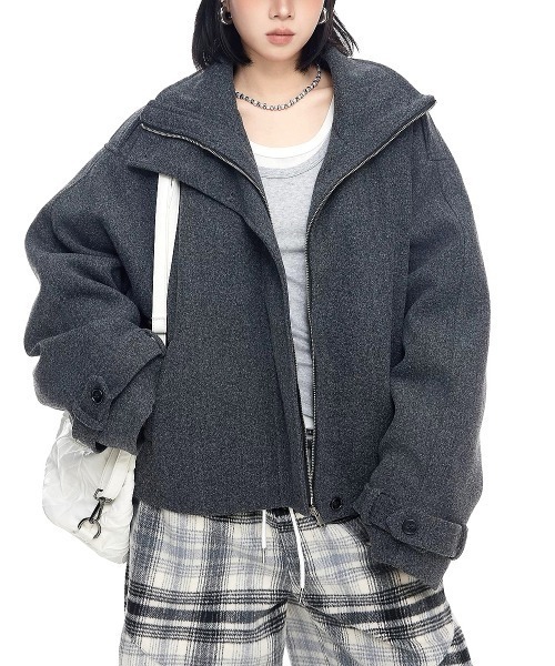SHEENA(シーナ)の「【秋冬新作】スタンドカラーフェイクウールショートコート(その他アウター・レディース・キャメル/ブラック/グレー・M)」の15枚目の写真