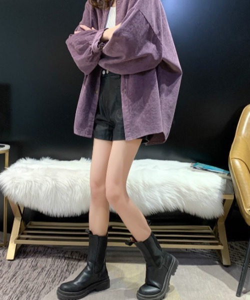 MELT(メルト)の「ルーズシルエットボリューム袖オーバーサイズシャツジャケット(シャツ/ブラウス・レディース・パープル/ベージュ/ブラック・FREE)」の12枚目の写真