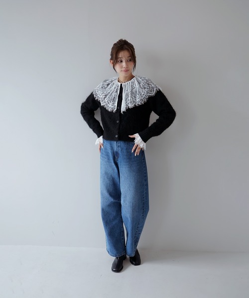 AMUU. PRECIEUSE(アムープレシューズ)の「シャギークルーネックカーディガン(カーディガン/ボレロ・レディース・グレー/ブラック/ピンク/オフホワイト・FREE)」の16枚目の写真