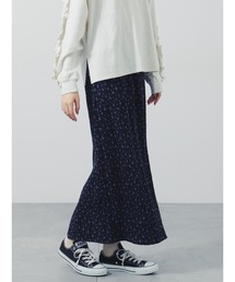 小花柄シャーリングナロースカート