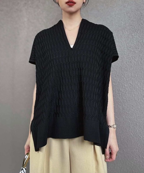 eM(エム)の「【サイズ展開あり】eM by Emma Taylor 2wayジャガードプルオーバー(Tシャツ/カットソー・レディース・ホワイト/ブラック/ミント・L/LL/M)」の2枚目の写真