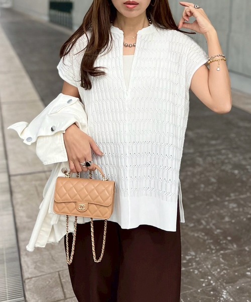 eM(エム)の「【サイズ展開あり】eM by Emma Taylor 2wayジャガードプルオーバー(Tシャツ/カットソー・レディース・ホワイト/ブラック/ミント・L/LL/M)」の6枚目の写真