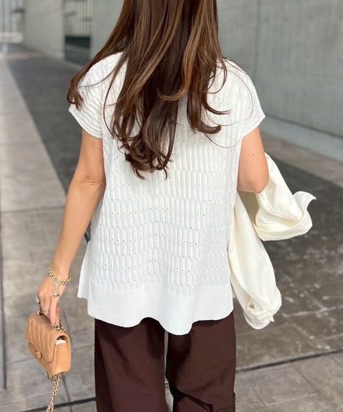 eM(エム)の「【サイズ展開あり】eM by Emma Taylor 2wayジャガードプルオーバー(Tシャツ/カットソー・レディース・ホワイト/ブラック/ミント・L/LL/M)」の9枚目の写真