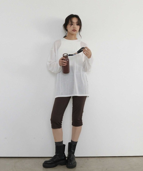 hellam home(へラムホーム)の「シアー クルーネックロングTシャツ(Tシャツ/カットソー・レディース・ブルー/ブラウン/ホワイト/ピンク・FREE)」の10枚目の写真