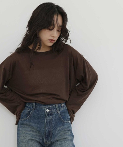 hellam home(へラムホーム)の「シアー クルーネックロングTシャツ(Tシャツ/カットソー・レディース・ブルー/ブラウン/ホワイト/ピンク・FREE)」の11枚目の写真