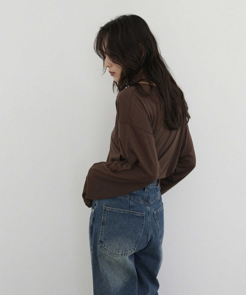 hellam home(へラムホーム)の「シアー クルーネックロングTシャツ(Tシャツ/カットソー・レディース・ブルー/ブラウン/ホワイト/ピンク・FREE)」の12枚目の写真