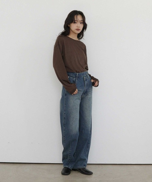 hellam home(へラムホーム)の「シアー クルーネックロングTシャツ(Tシャツ/カットソー・レディース・ブルー/ブラウン/ホワイト/ピンク・FREE)」の13枚目の写真