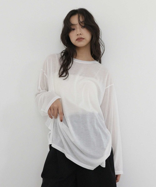 hellam home(へラムホーム)の「シアー クルーネックロングTシャツ(Tシャツ/カットソー・レディース・ブルー/ブラウン/ホワイト/ピンク・FREE)」の5枚目の写真