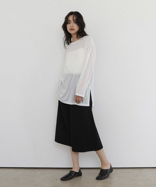 hellam home(へラムホーム)の「シアー クルーネックロングTシャツ(Tシャツ/カットソー・レディース・ブルー/ブラウン/ホワイト/ピンク・FREE)」の7枚目の写真