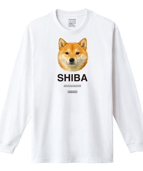 Moftique(モフティック)の「Moftique(モフティック) 長袖Tシャツ 柴犬 犬 ドッグ ペット アニマル プリント 袖リブ ロンT トップス レディース(Tシャツ/カットソー・レディース・ブラック/ホワイト・XS/S)」の2枚目の写真