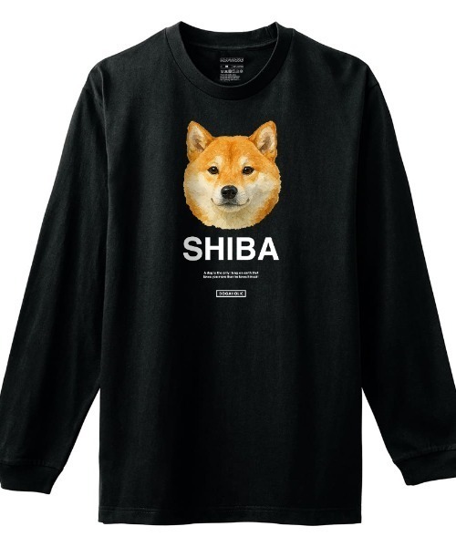 Moftique(モフティック)の「Moftique(モフティック) 長袖Tシャツ 柴犬 犬 ドッグ ペット アニマル プリント 袖リブ ロンT トップス レディース(Tシャツ/カットソー・レディース・ブラック/ホワイト・XS/S)」の1枚目の写真