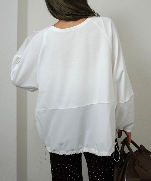 gossara(ゴサラ)の「【gossara 異素材MIX】ドロスト布帛ドッキングプルオーバー(Tシャツ/カットソー・レディース・ブラウン/オフホワイト/ブラック・FREE)」の16枚目の写真