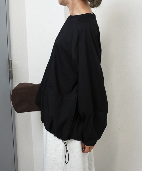 gossara(ゴサラ)の「【gossara 異素材MIX】ドロスト布帛ドッキングプルオーバー(Tシャツ/カットソー・レディース・ブラウン/オフホワイト/ブラック・FREE)」の22枚目の写真
