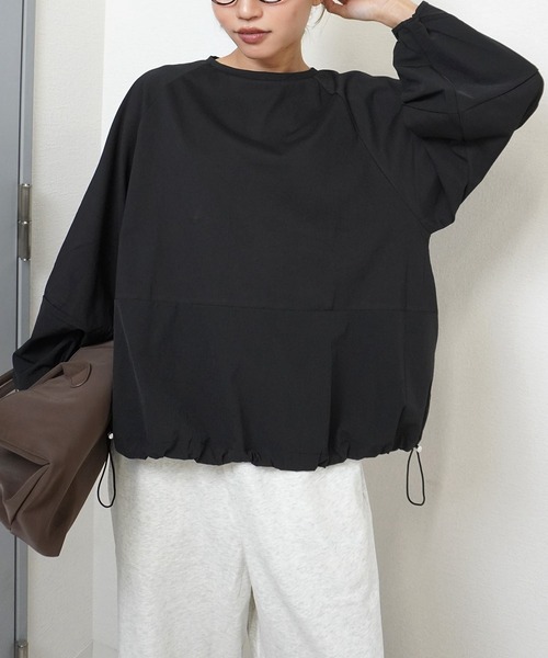 gossara(ゴサラ)の「【gossara 異素材MIX】ドロスト布帛ドッキングプルオーバー(Tシャツ/カットソー・レディース・ブラウン/オフホワイト/ブラック・FREE)」の21枚目の写真