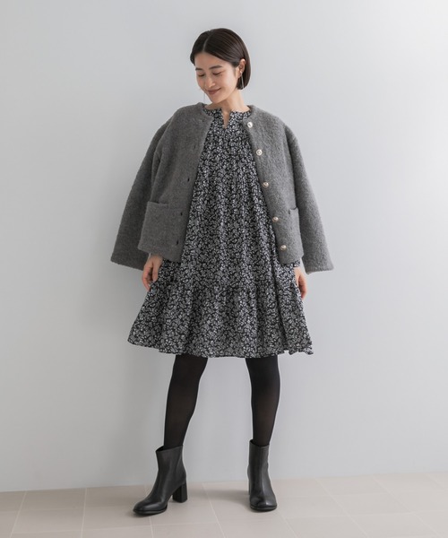 URBAN RESEARCH ROSSO WOMEN（アーバンリサーチ　ロッソ）の「『WEB限定』スモールフラワープリントティアードワンピース（ワンピース・レディース・ブラック系その他/イエロー・FREE）」の9枚目の写真