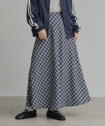 チェック フレアスカート