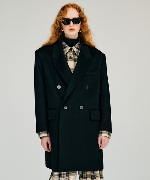 PRANK PROJECT(プランクプロジェクト)の「【2026Winter Pre-Order】カシミヤダブルブレストコート / Cashmere Double-Breasted Coat(ピーコート・レディース・ブラック・FREE)」の1枚目の写真