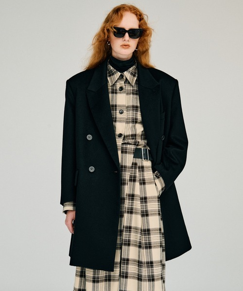 PRANK PROJECT(プランクプロジェクト)の「【2026Winter Pre-Order】カシミヤダブルブレストコート / Cashmere Double-Breasted Coat(ピーコート・レディース・ブラック・FREE)」の4枚目の写真