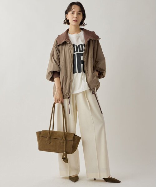 Whim Gazette（ウィムガゼット）の「〈インフルエンサーコラボ〉サキソニーウールストレートパンツ（その他パンツ・レディース・チャコールグレー/オフホワイト・FREE）」の11枚目の写真