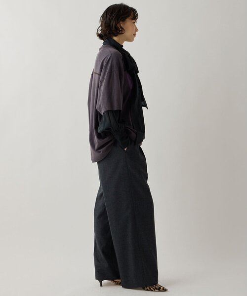 Whim Gazette（ウィムガゼット）の「〈インフルエンサーコラボ〉サキソニーウールストレートパンツ（その他パンツ・レディース・チャコールグレー/オフホワイト・FREE）」の16枚目の写真
