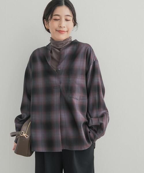 URBAN RESEARCH DOORS（アーバンリサーチドアーズ）の「チェックスキッパーシャツ（シャツ/ブラウス・レディース・チャコールグレー/ネイビー・FREE）」の3枚目の写真