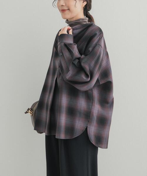 URBAN RESEARCH DOORS（アーバンリサーチドアーズ）の「チェックスキッパーシャツ（シャツ/ブラウス・レディース・チャコールグレー/ネイビー・FREE）」の4枚目の写真