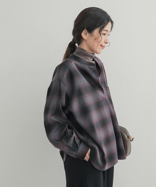 URBAN RESEARCH DOORS（アーバンリサーチドアーズ）の「チェックスキッパーシャツ（シャツ/ブラウス・レディース・チャコールグレー/ネイビー・FREE）」の6枚目の写真