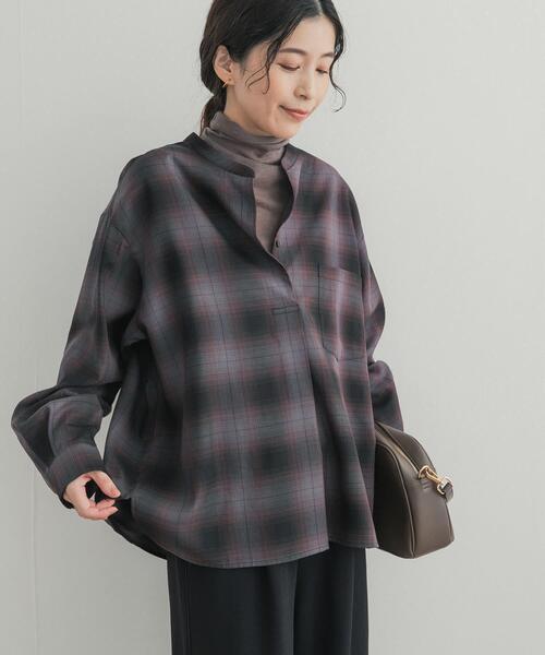 URBAN RESEARCH DOORS（アーバンリサーチドアーズ）の「チェックスキッパーシャツ（シャツ/ブラウス・レディース・チャコールグレー/ネイビー・FREE）」の7枚目の写真