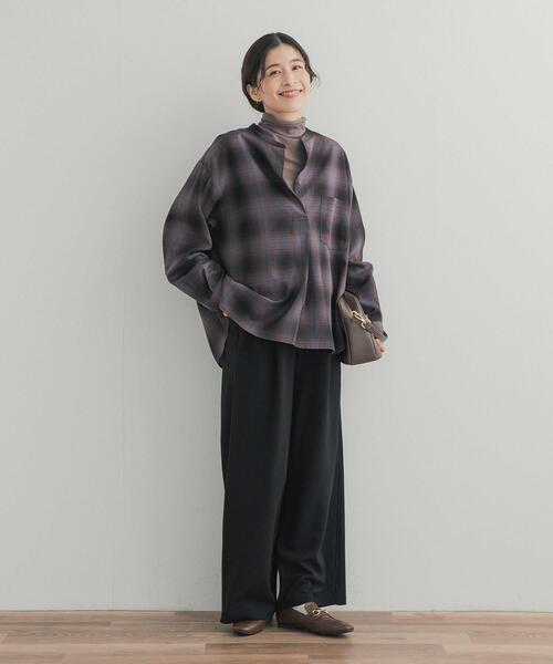 URBAN RESEARCH DOORS（アーバンリサーチドアーズ）の「チェックスキッパーシャツ（シャツ/ブラウス・レディース・チャコールグレー/ネイビー・FREE）」の9枚目の写真