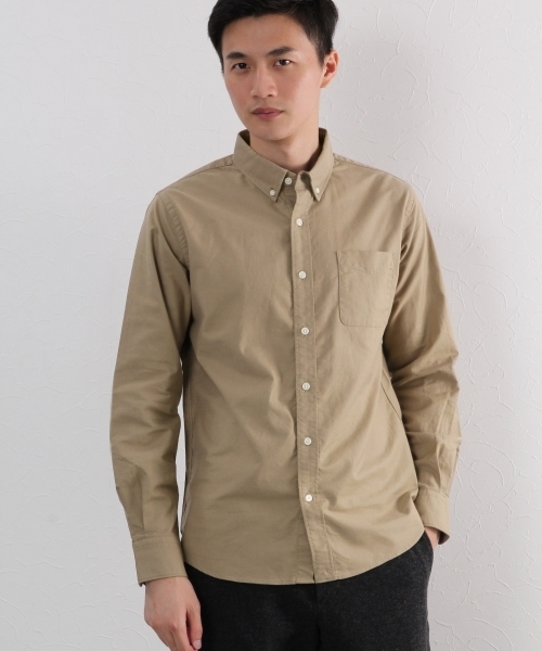 GLOBAL WORK(グローバルワーク)の「オックスフォードシャツ長袖/721403 (シャツ/ブラウス・メンズ・ベージュ/ネイビー/ホワイト/ワインレッド/カーキ/ライトブルー・SMALL/LARGE/MEDIUM/X-LARGE)」の3枚目の写真