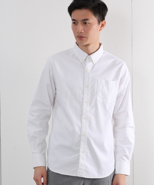 GLOBAL WORK(グローバルワーク)の「オックスフォードシャツ長袖/721403 (シャツ/ブラウス・メンズ・ベージュ/ネイビー/ホワイト/ワインレッド/カーキ/ライトブルー・SMALL/LARGE/MEDIUM/X-LARGE)」の2枚目の写真