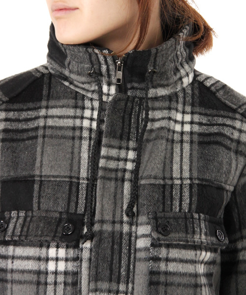 Jel'emets solo（ジェレメッツソロ）の「チェック柄スタンドカラーBZ（ブルゾン・レディース・グレー/レッド・SMALL/MEDIUM）」の6枚目の写真